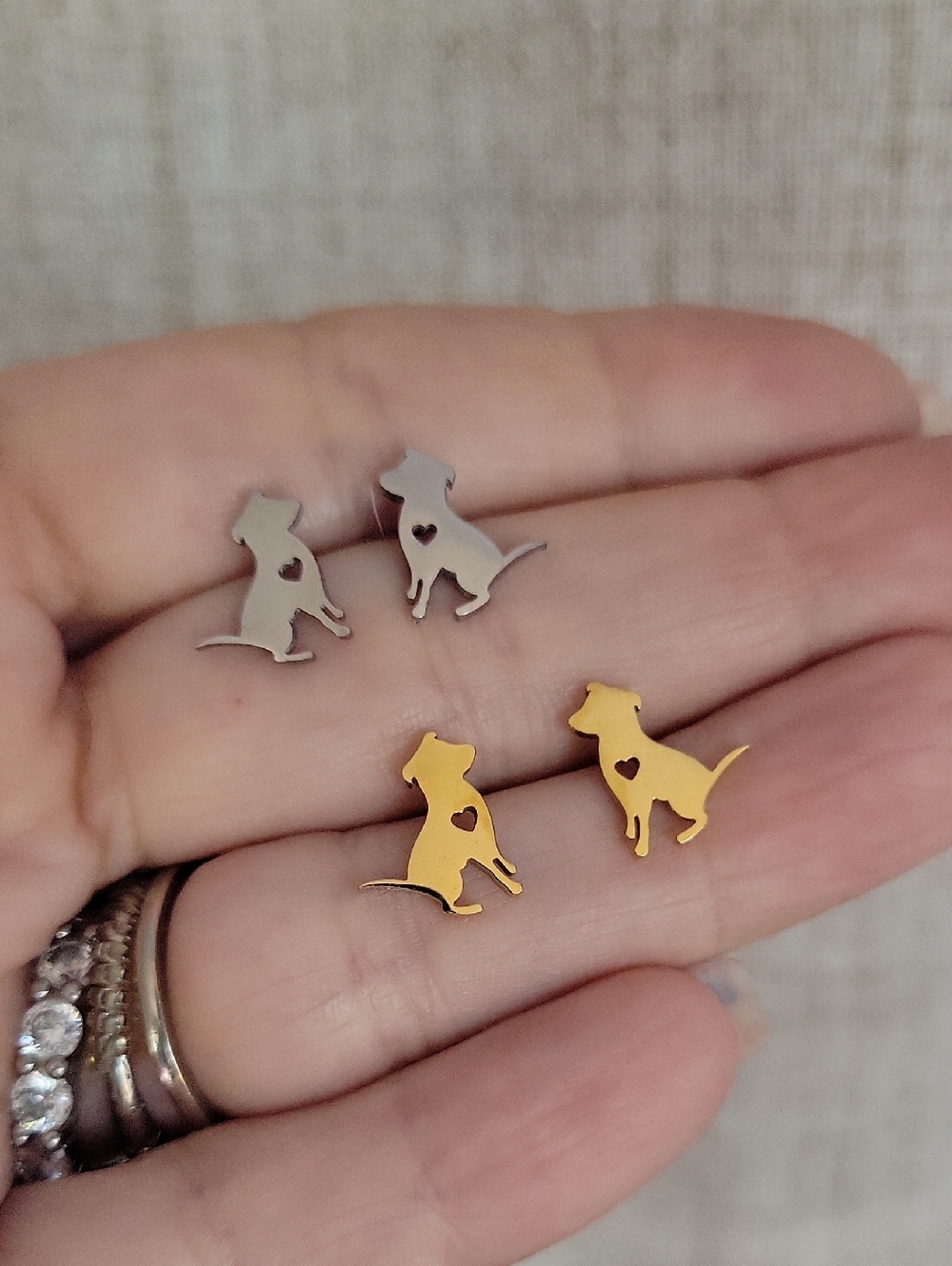 Dog Silhouette Stud Earrings, Choice Of Color